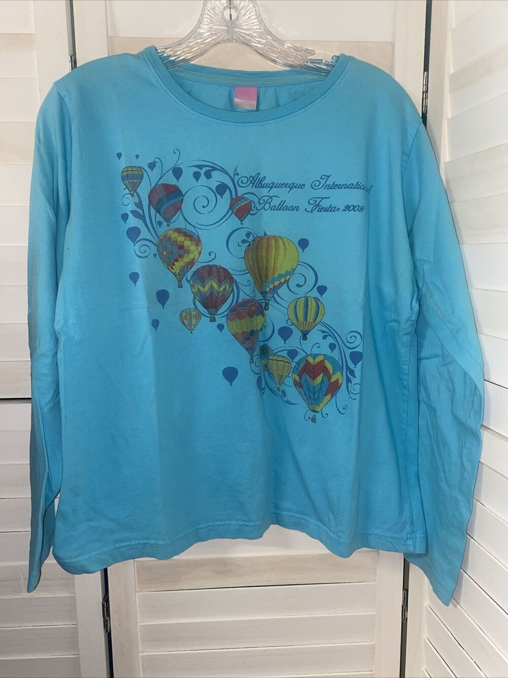 Albuquerque New Mexico Balloon Fiesta 2009 Ladies Long Sleeve T-shirt Aqua Teal
